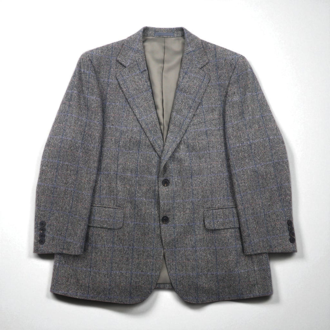 BURBERRY カシミヤ 100% 2B ツイードジャケット S グレー チェック 日本製