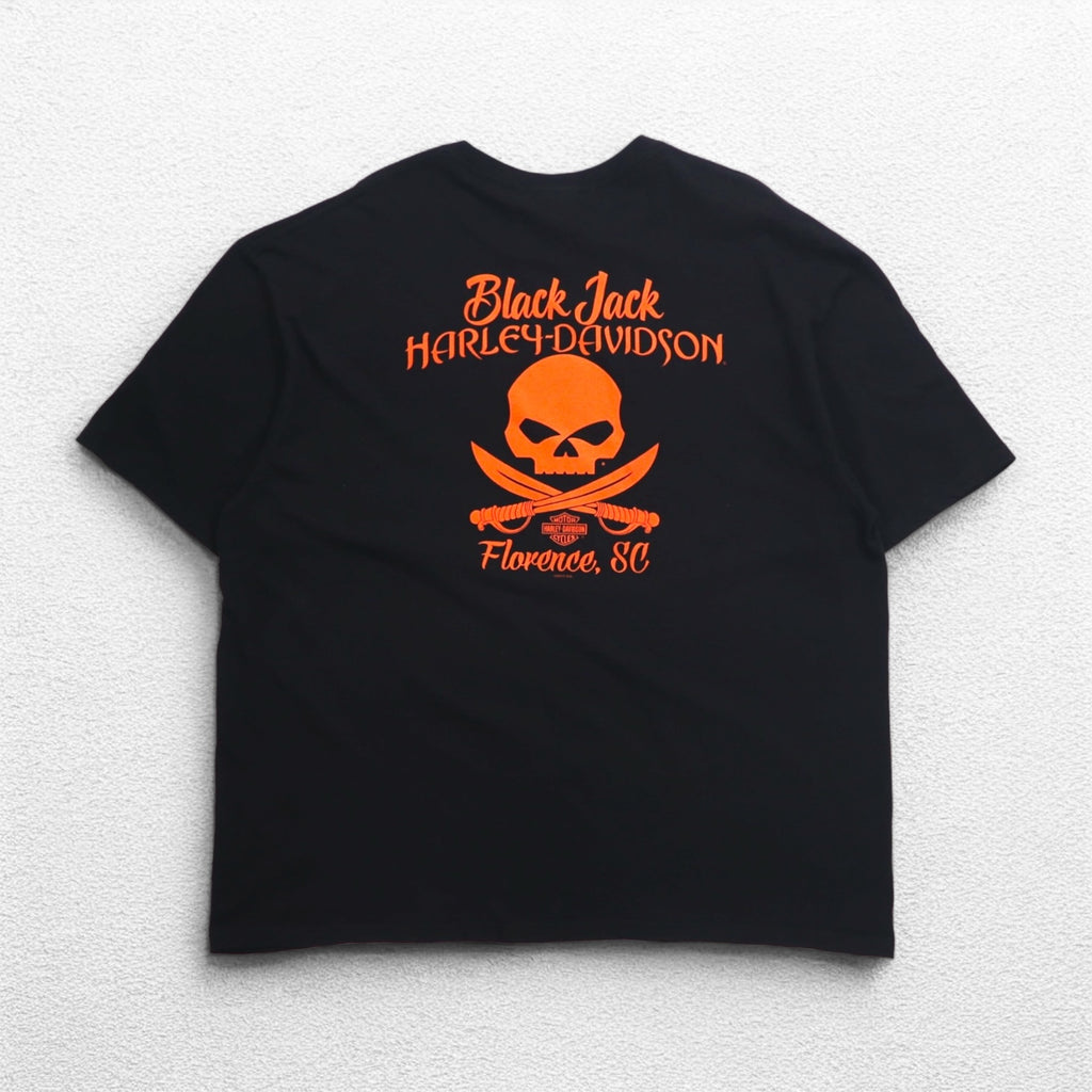 HARLEY DAVIDSON Skull Back Print T-Shirt 3XL Black Cotton BLACK JACK Made in Nicaragua
