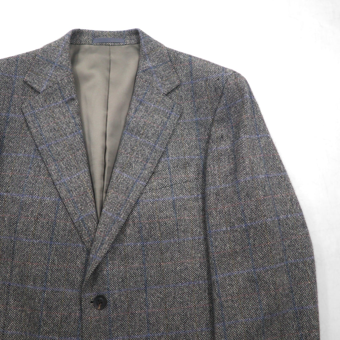 BURBERRY カシミヤ 100% 2B ツイードジャケット S グレー チェック 日本製