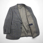 BURBERRY カシミヤ 100% 2B ツイードジャケット S グレー チェック 日本製