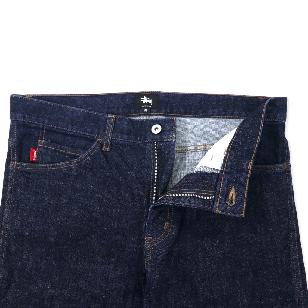 stussy tapered rigid denim pants size 34 blue cotton zipper fly made in japan