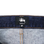 stussy tapered rigid denim pants size 34 blue cotton zipper fly made in japan
