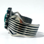 Navajo 60s Flower Turquoise Cluster Cuff Bracelet, Navajo Indian Jewelry, Sterling Silver, Turquoise