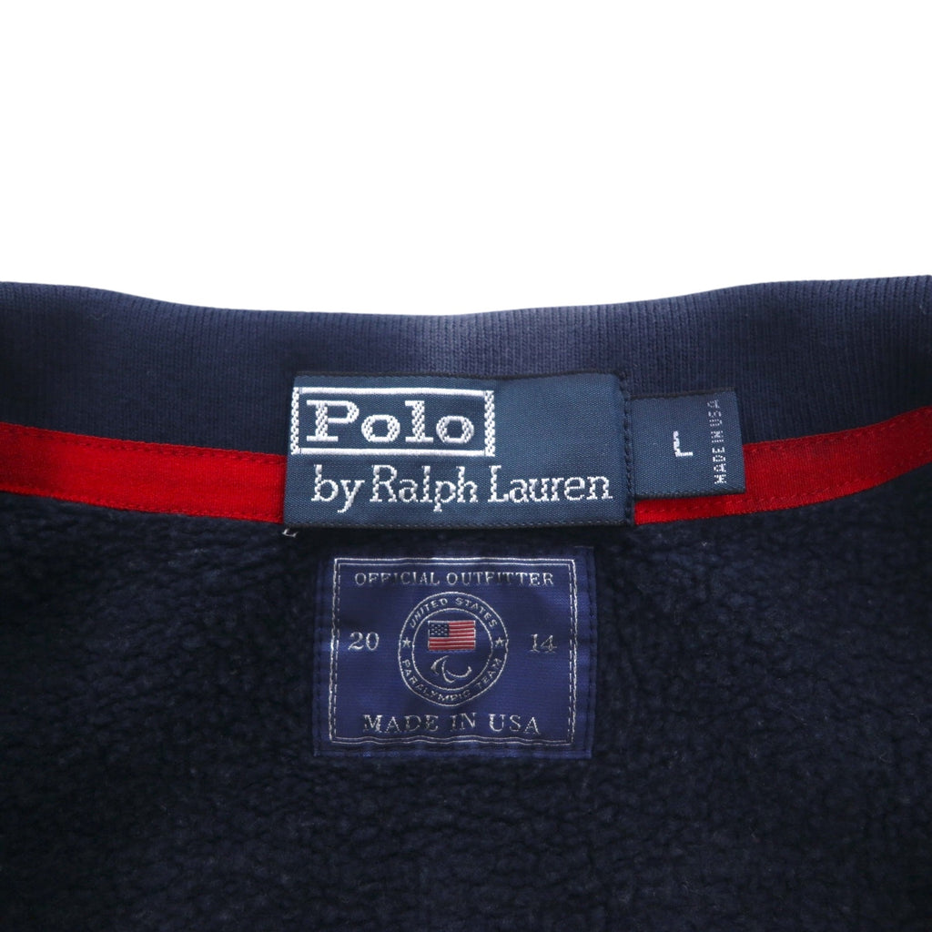 Polo by Ralph Lauren Made in USA Reverse Weave Sweatshirt Track Jacket Jersey L Navy
