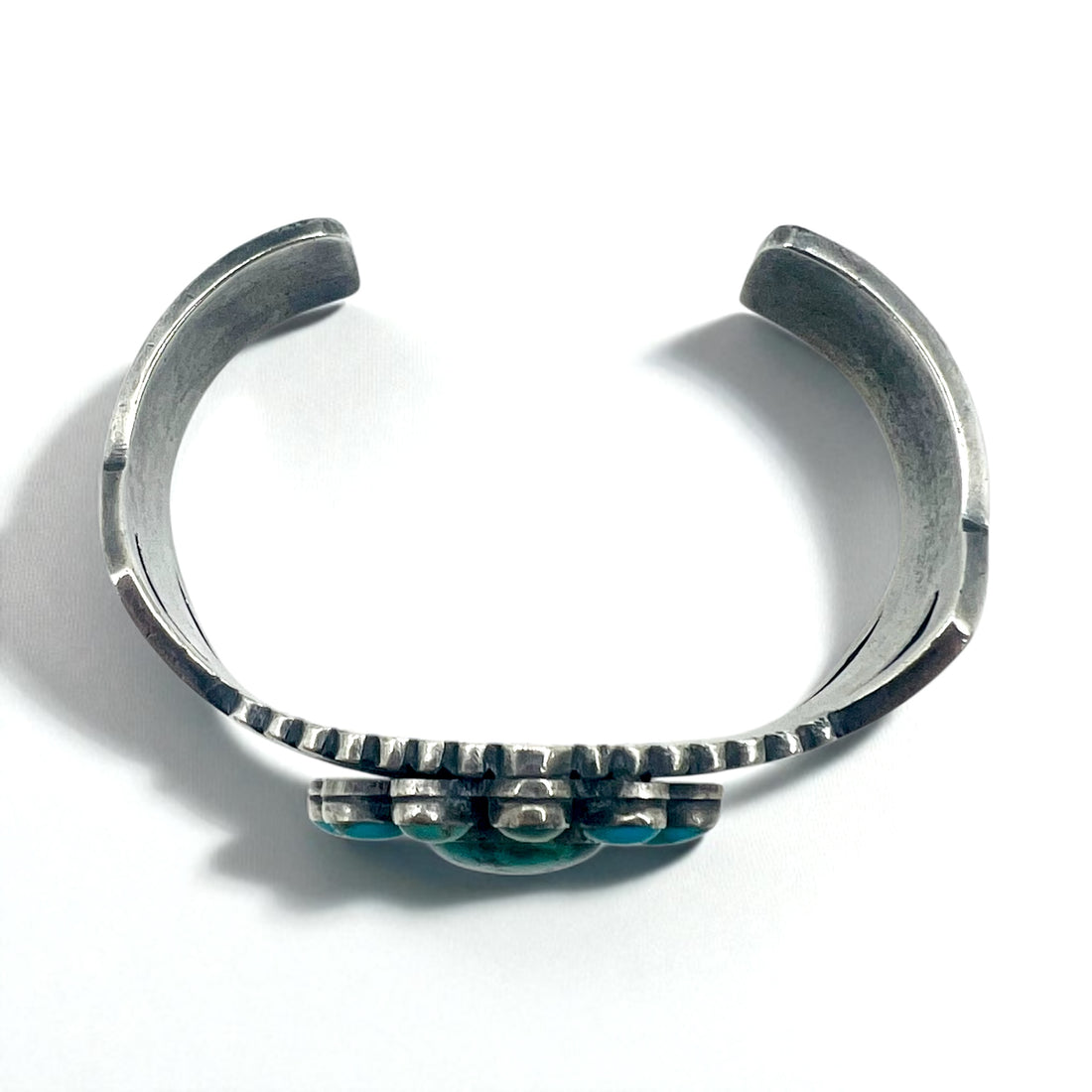 Navajo 60s Flower Turquoise Cluster Cuff Bracelet, Navajo Indian Jewelry, Sterling Silver, Turquoise