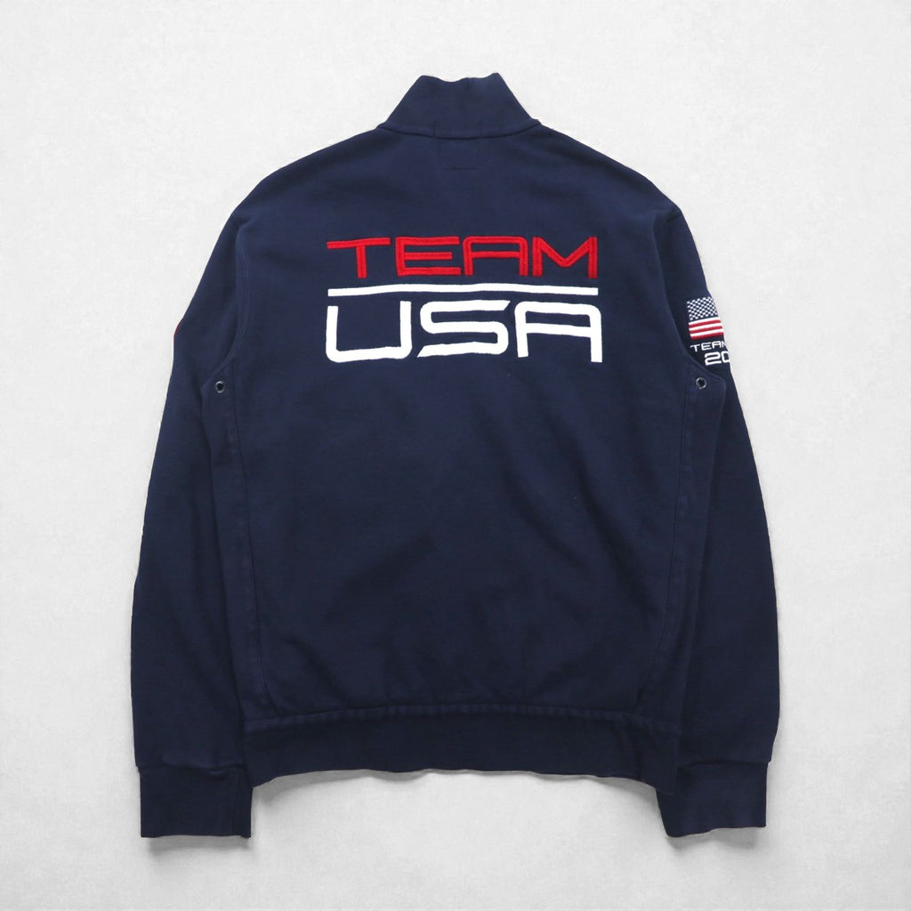 Polo by Ralph Lauren Made in USA Reverse Weave Sweatshirt Track Jacket Jersey L Navy