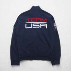 Polo by Ralph Lauren Made in USA Reverse Weave Sweatshirt Track Jacket Jersey L Navy