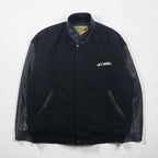 90s Vintage Varsity Jacket Rivers End レザー切替 スタジャン XL ブラック 刺繍 USA企業 JOHN WOOD