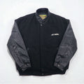 90s Vintage Varsity Jacket Rivers End レザー切替 スタジャン XL ブラック 刺繍 USA企業 JOHN WOOD