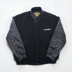 90s Vintage Varsity Jacket Rivers End レザー切替 スタジャン XL ブラック 刺繍 USA企業 JOHN WOOD