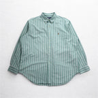 Ralph Lauren 90s Oxford Button-Down Shirt, XL, Green, Striped, Small Pony Embroidery