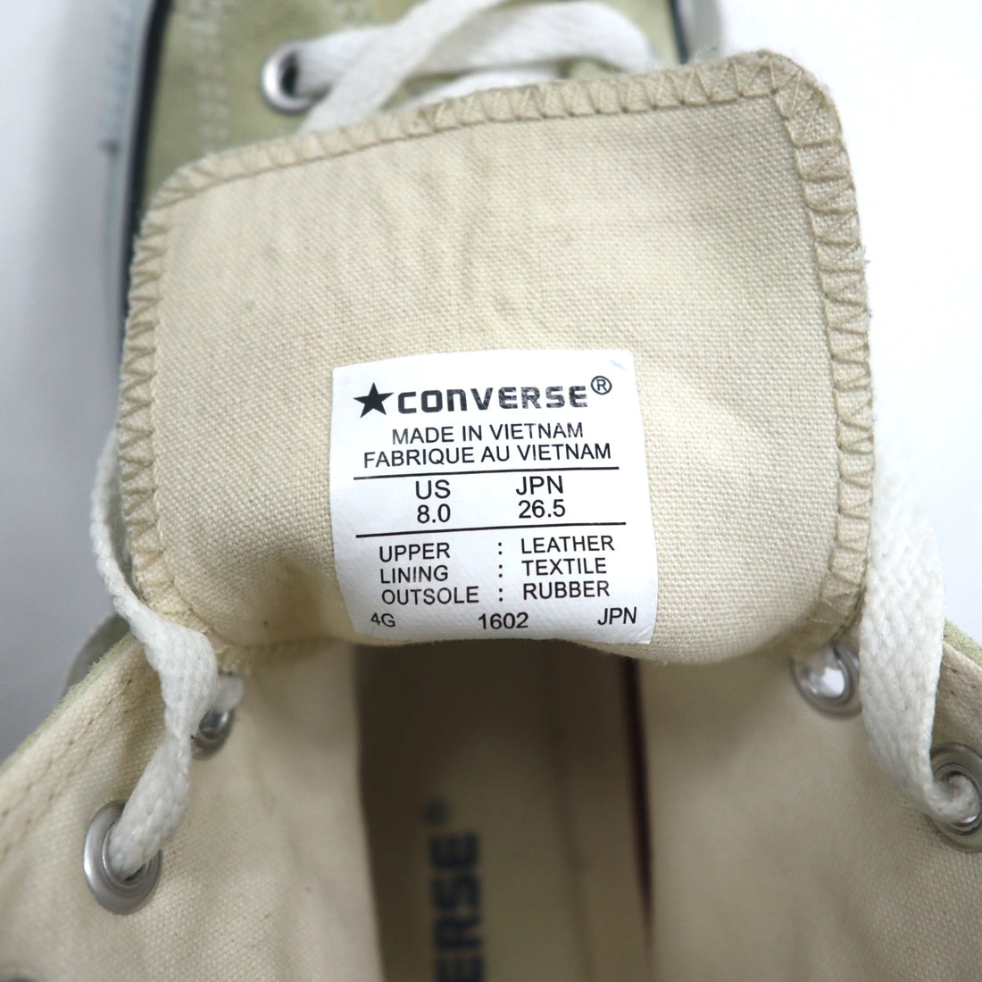 CONVERSE REACT Suede Leather All Star Hi Sneakers 26.5cm Beige REACT Insole 1602