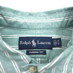 Ralph Lauren 90s Oxford Button-Down Shirt, XL, Green, Striped, Small Pony Embroidery