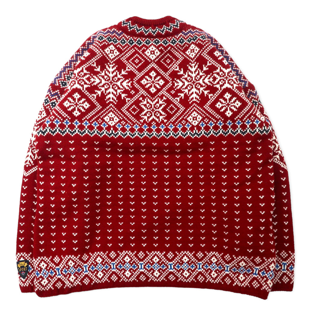DALE OF NORWAY Tyrolean Knit Sweater L Red Wool Nordic Pattern Big Size DLN9568
