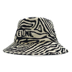 CELINE Zebra Print Bucket Hat M White Black All-over Animal Pattern Hedi Slimane 22AW 2AUV1979S