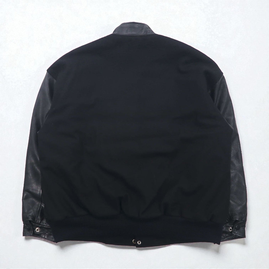 90s Vintage Varsity Jacket Rivers End レザー切替 スタジャン XL ブラック 刺繍 USA企業 JOHN WOOD