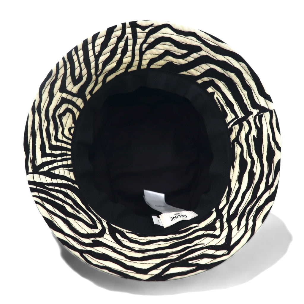 CELINE Zebra Print Bucket Hat M White Black All-over Animal Pattern Hedi Slimane 22AW 2AUV1979S