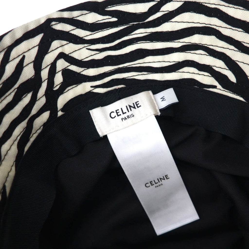 CELINE Zebra Print Bucket Hat M White Black All-over Animal Pattern Hedi Slimane 22AW 2AUV1979S