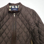 BURBERRY キルティングジャケット ライダース L ブラウン 中綿 レザー切り替え 裏地ノバチェック