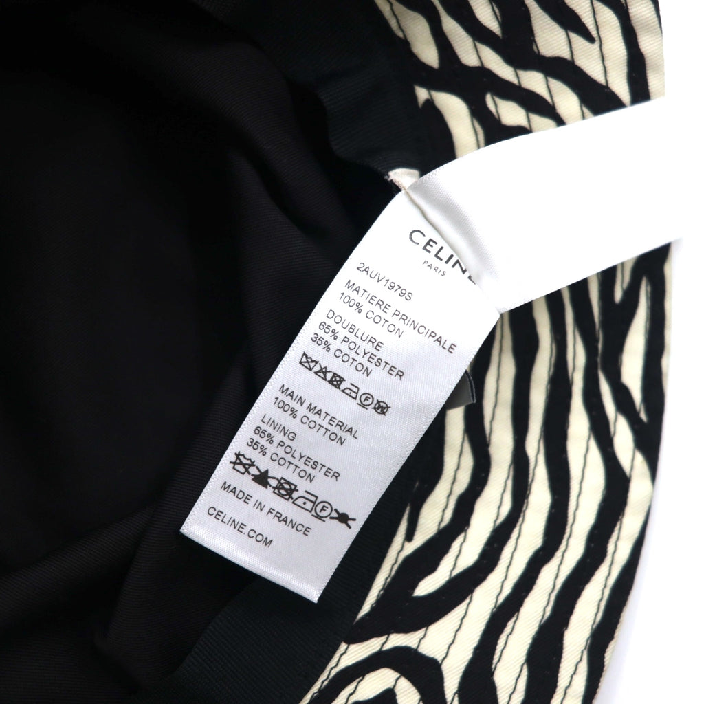 CELINE Zebra Print Bucket Hat M White Black All-over Animal Pattern Hedi Slimane 22AW 2AUV1979S