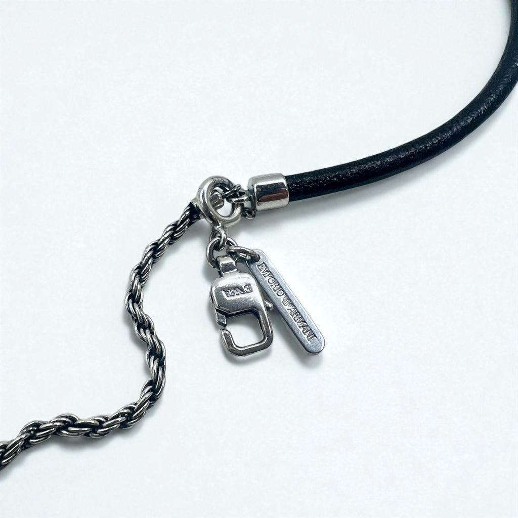 EMPORIO ARMANI 2WAY クロス 十字架 ネックレス シルバー Silver 925 レザー