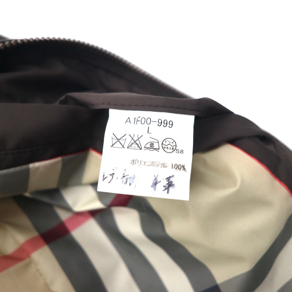 BURBERRY キルティングジャケット ライダース L ブラウン 中綿 レザー切り替え 裏地ノバチェック