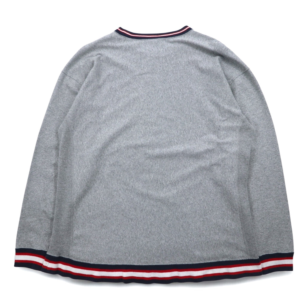 Champion Reverse Weave Rib Line Long Sleeve T-Shirt L Gray C8-L422