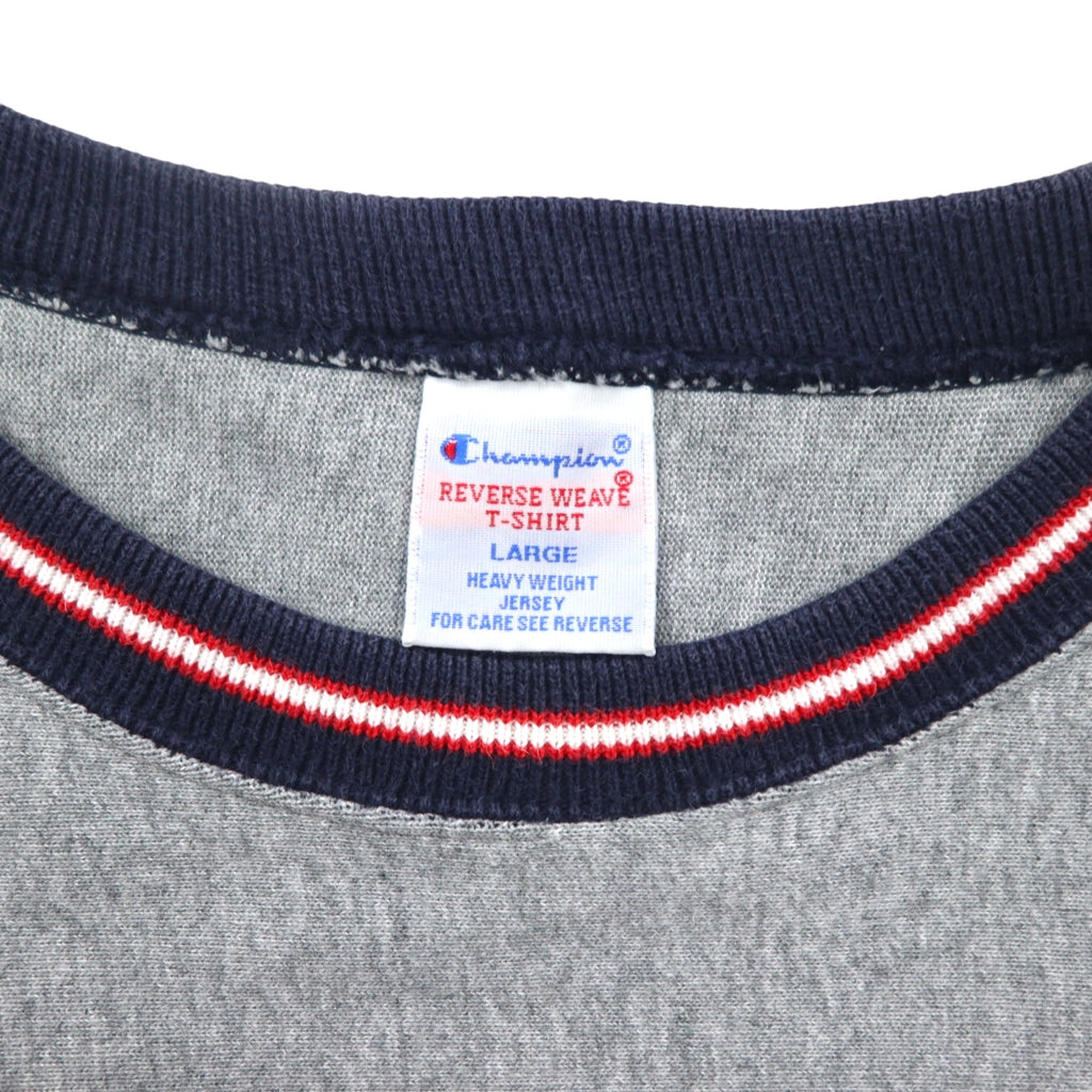 Champion Reverse Weave Rib Line Long Sleeve T-Shirt L Gray C8-L422