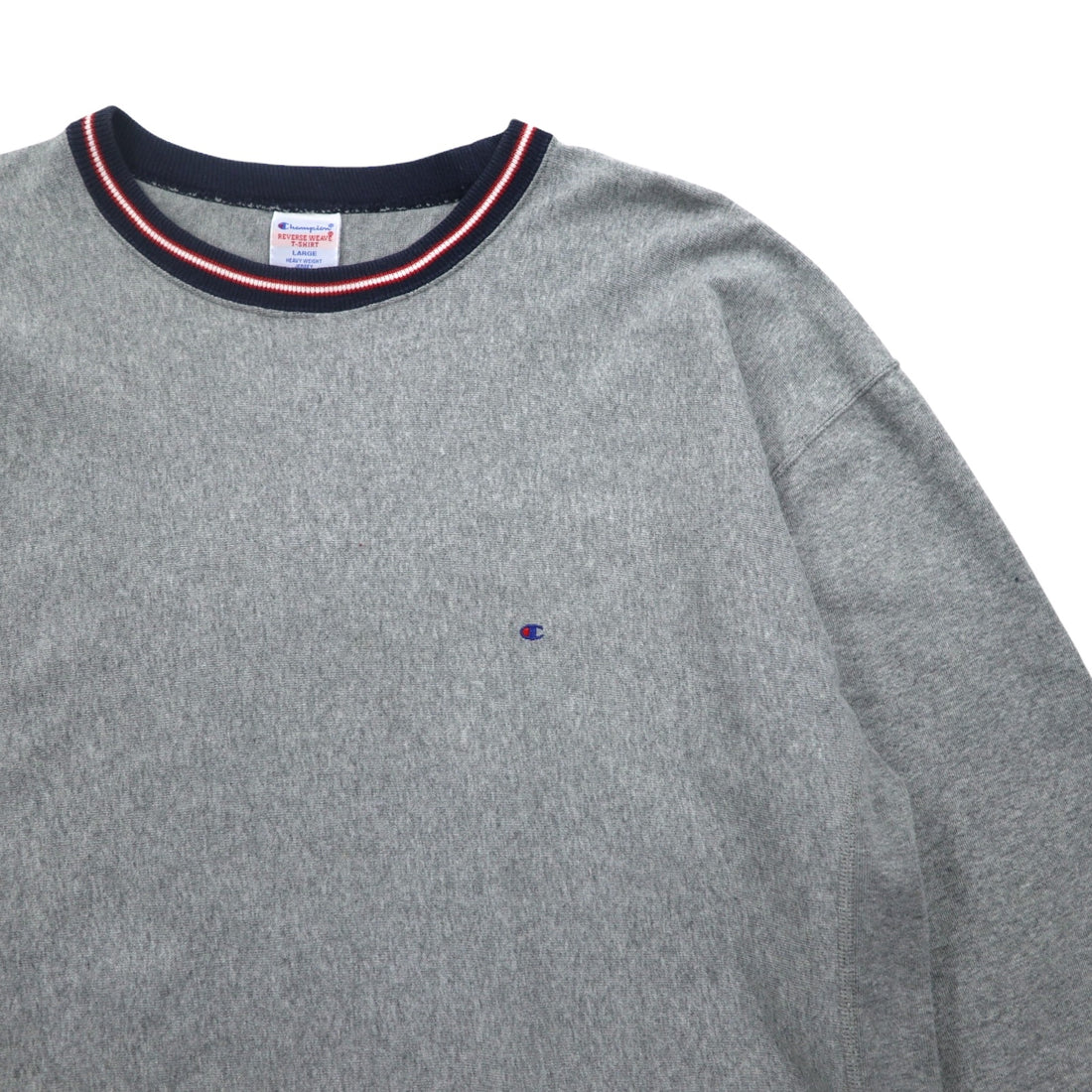 Champion Reverse Weave Rib Line Long Sleeve T-Shirt L Gray C8-L422