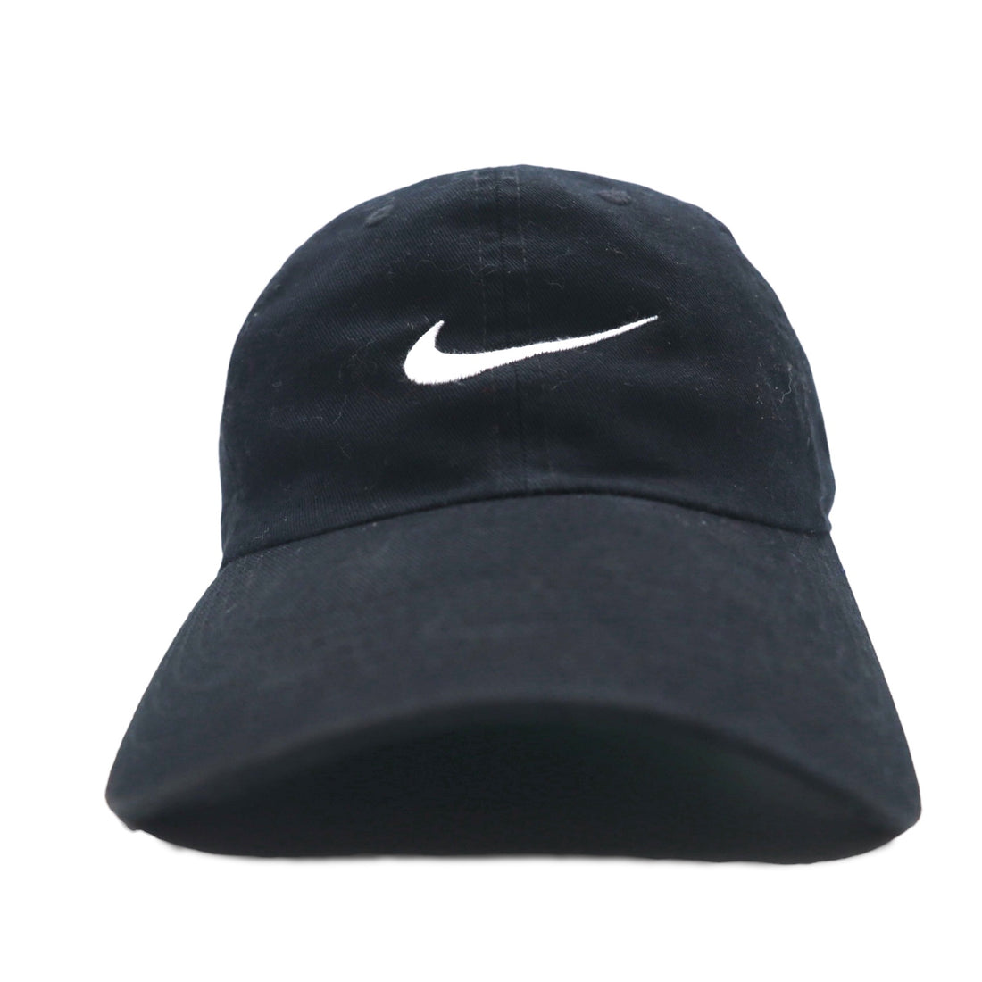 NIKE Swoosh Logo Embroidered Baseball Cap ONE Black Cotton