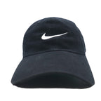 NIKE Swoosh Logo Embroidered Baseball Cap ONE Black Cotton