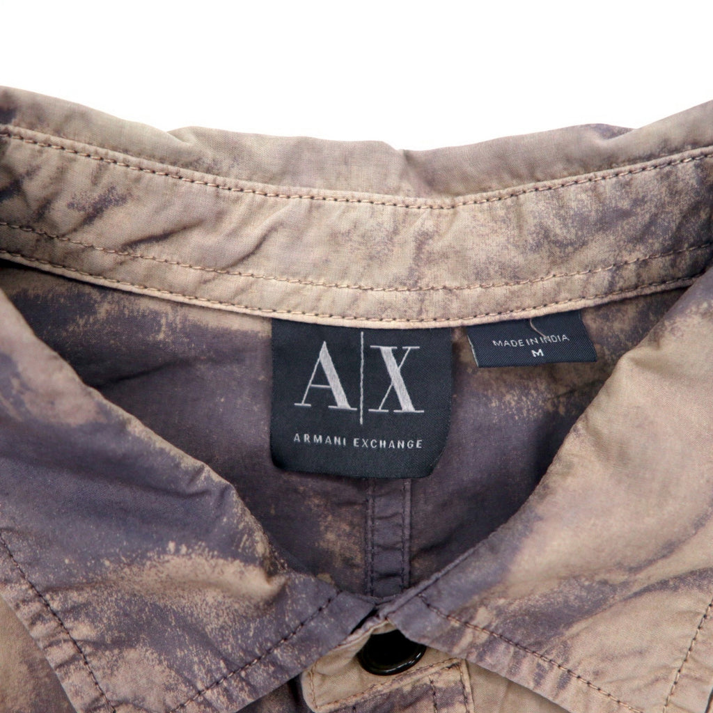 A|X ARMANI EXCHANGE Tie-dye bleached utility shirt, medium, gray, military, flap pocket