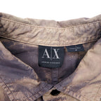 A|X ARMANI EXCHANGE Tie-dye bleached utility shirt, medium, gray, military, flap pocket