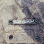 A|X ARMANI EXCHANGE Tie-dye bleached utility shirt, medium, gray, military, flap pocket