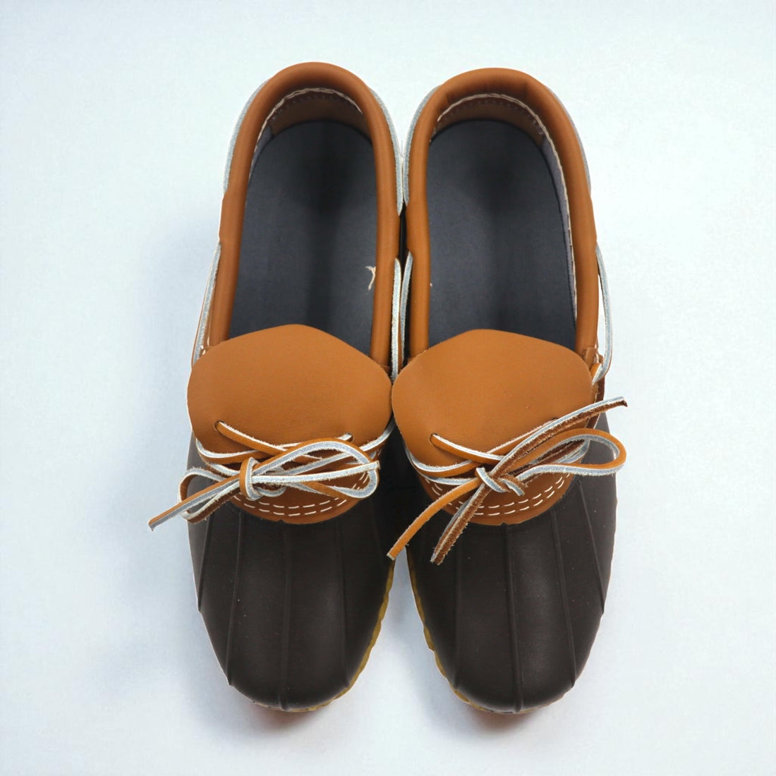 LLBean Bean Boots, a rubber moccasin made in the USA, size 27cm, leather, rubber, and gum sole, 175067, unused.