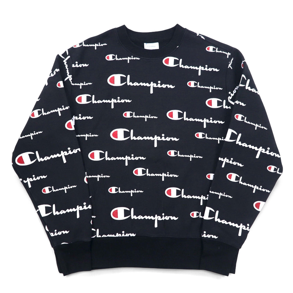 Champion リバースウィーブ REVERSE WEAVE スウェット 3XL ブラック スクリプトロゴ 総柄 青単タグ 復刻