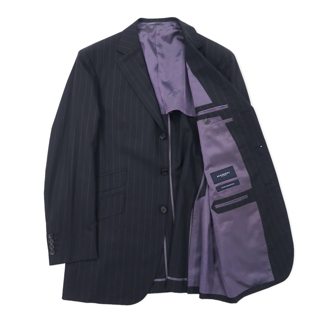 BURBERRY 3B Suit Set Up CLUB COLLECTION 96-86-175 L40 Grey Striped Wool SUPER 120's Made in Japan