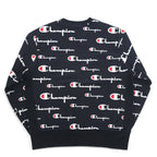Champion リバースウィーブ REVERSE WEAVE スウェット 3XL ブラック スクリプトロゴ 総柄 青単タグ 復刻