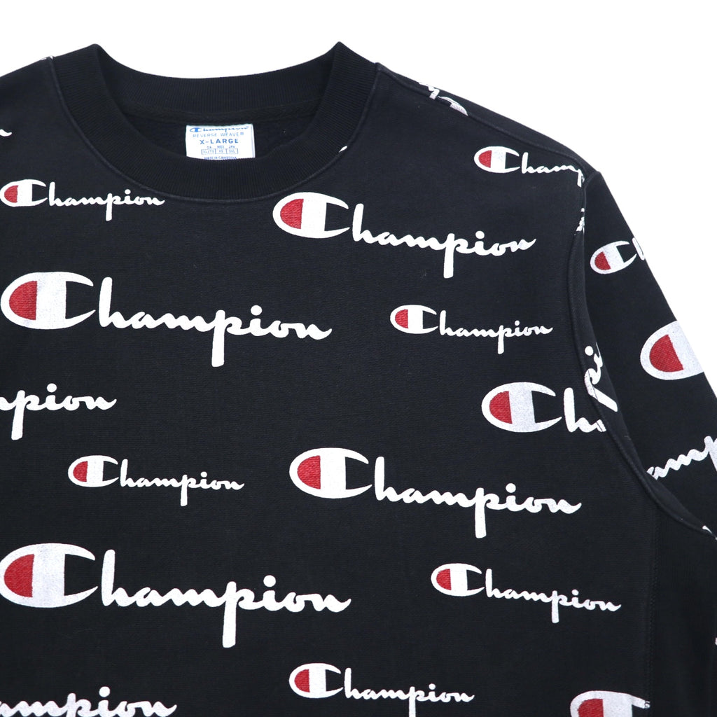 Champion リバースウィーブ REVERSE WEAVE スウェット 3XL ブラック スクリプトロゴ 総柄 青単タグ 復刻