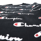 Champion リバースウィーブ REVERSE WEAVE スウェット 3XL ブラック スクリプトロゴ 総柄 青単タグ 復刻