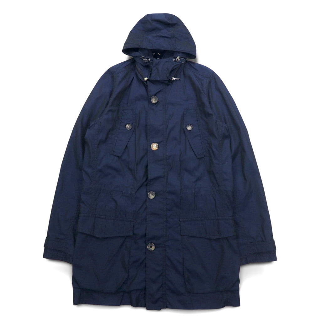 TOMMY HILFIGER 00s Mod Coat Field Parka S Drawstring Detachable Hood Double Zip