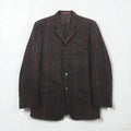MEN'S BIGI 80s Vintage Blazer ツイード テーラードジャケット M ブラウン ストライプ ウール 裏地 ペイズリー柄 80年代