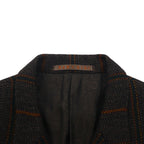 MEN'S BIGI 80s Vintage Blazer ツイード テーラードジャケット M ブラウン ストライプ ウール 裏地 ペイズリー柄 80年代