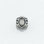 K-SMITH Tribal Silver Ring, Size 19, Oval, White, Clear Stone, Silver 925