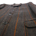 MEN'S BIGI 80s Vintage Blazer ツイード テーラードジャケット M ブラウン ストライプ ウール 裏地 ペイズリー柄 80年代