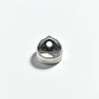 K-SMITH Tribal Silver Ring, Size 19, Oval, White, Clear Stone, Silver 925