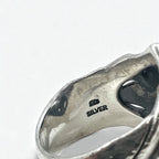 K-SMITH Tribal Silver Ring, Size 19, Oval, White, Clear Stone, Silver 925