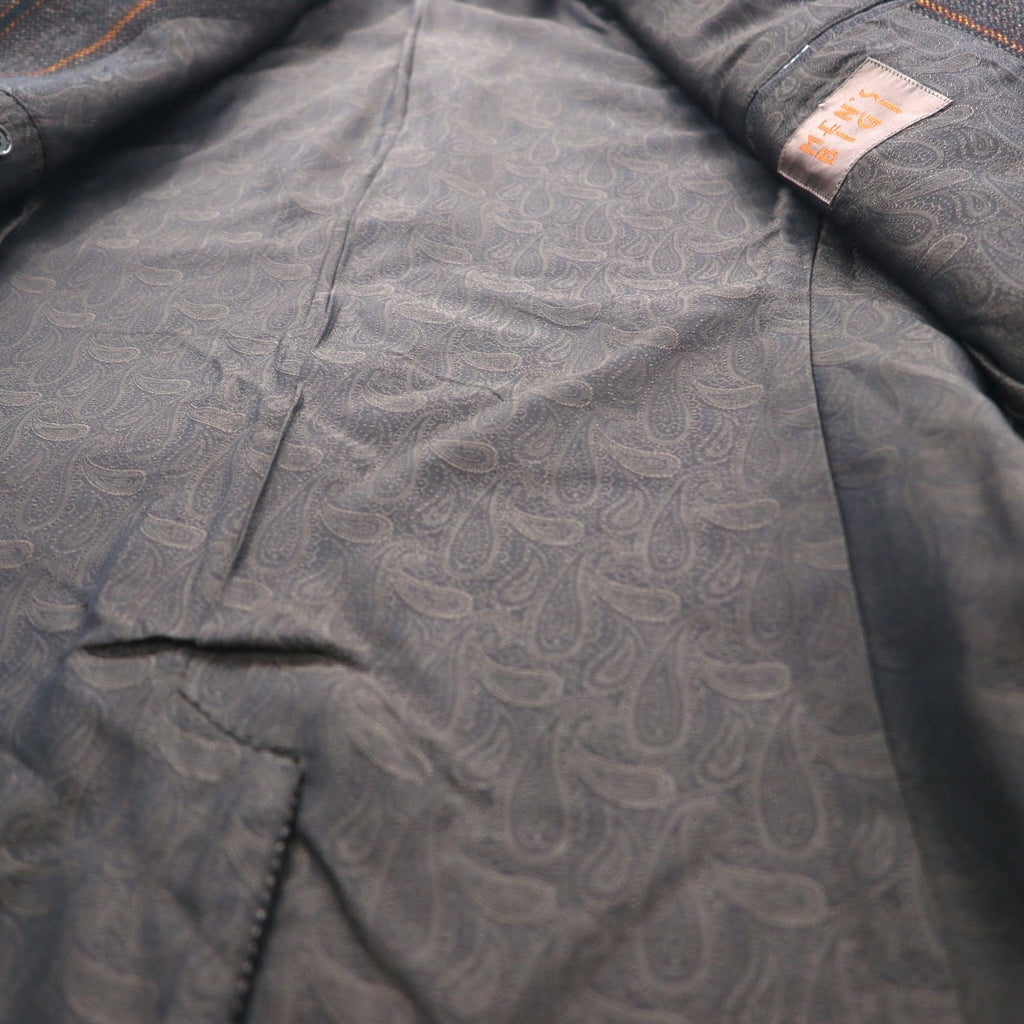 MEN'S BIGI 80s Vintage Blazer ツイード テーラードジャケット M ブラウン ストライプ ウール 裏地 ペイズリー柄 80年代