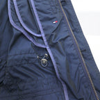 TOMMY HILFIGER 00s Mod Coat Field Parka S Drawstring Detachable Hood Double Zip