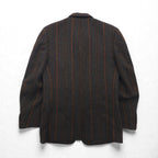 MEN'S BIGI 80s Vintage Blazer ツイード テーラードジャケット M ブラウン ストライプ ウール 裏地 ペイズリー柄 80年代